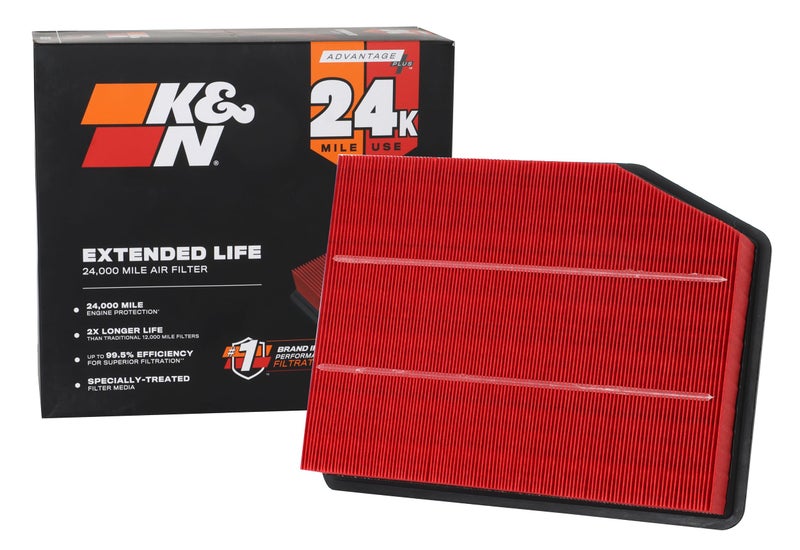 K&N Engine Air Filter: Extended Life 24,000 Mile Replacement Air Filter: Compatible with 2019 Chevy/GMC Truck (Silverado 1500, Sierra 1500), KNX-5083 - Image 1
